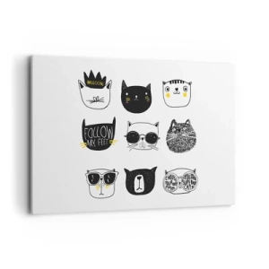 Impression sur toile - Image sur toile - Illustrations de chats élégantes dans un style minimaliste - 120x80cm - Tous les autres - Décoration murale moderne pour le salon et la chambre ARTTOR