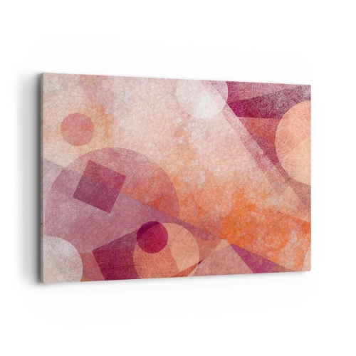 Impression sur toile - Image sur toile - Formes géométriques abstraites dans des tons pastel de rose - 100x70cm - Transformations géométriques en rose - Décoration murale moderne pour le salon et la chambre ARTTOR