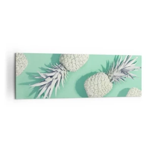 Impression sur toile - Image sur toile - Ananas blancs sur fond pastel dans un style minimaliste - 160x50cm - Ils se combinent très bien avec la menthe - Décoration murale moderne pour le salon et la chambre ARTTOR