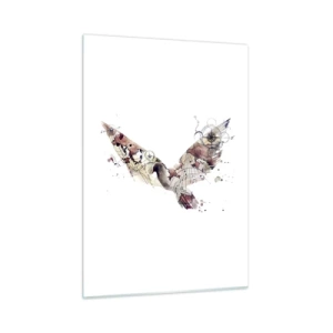 Impression sur verre - Image sur verre - Ailes de style artistique abstrait sur fond blanc - 50x70cm - Un pèlerin volant - Décoration murale moderne pour le salon et la chambre ARTTOR