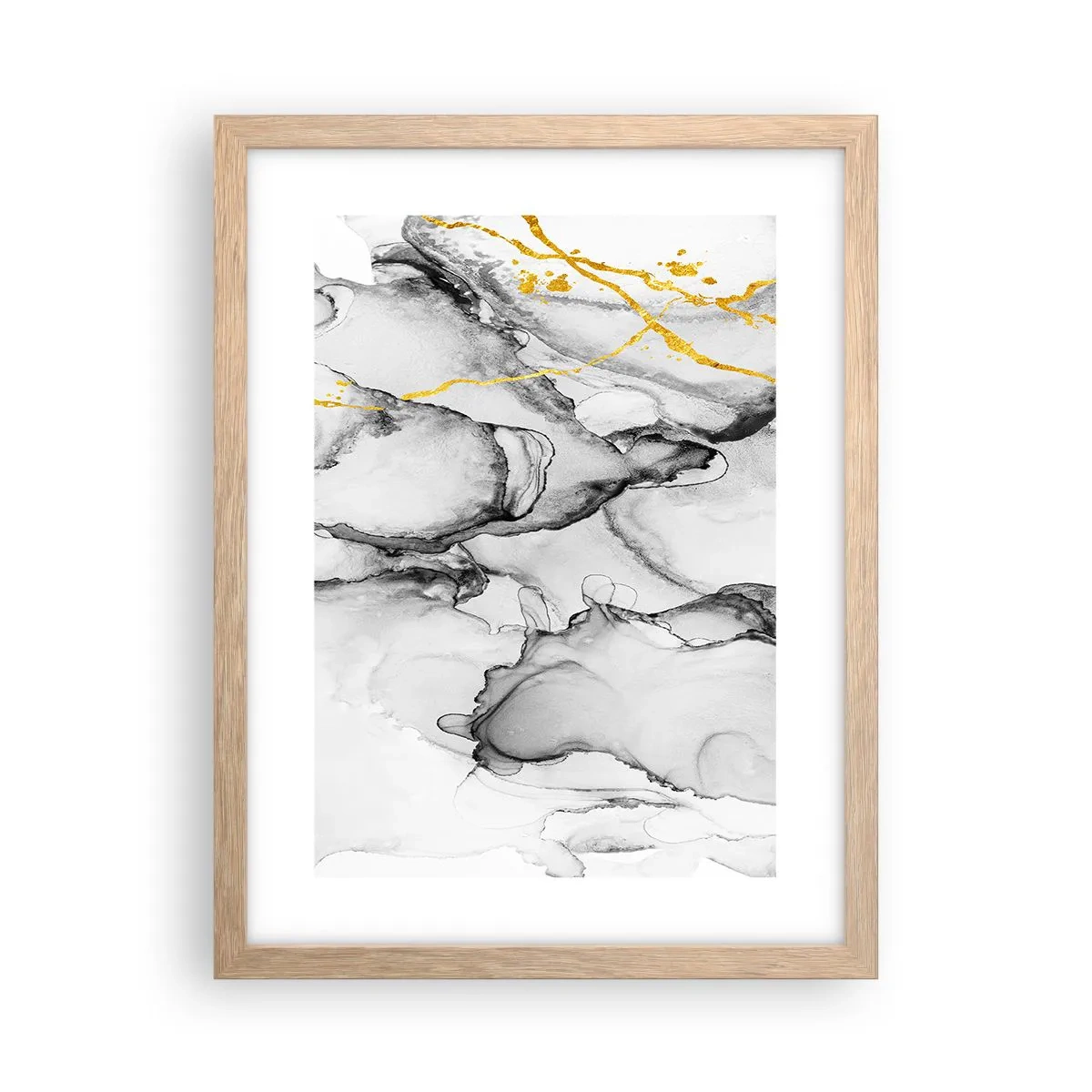 Affiche dans un chêne clair - Poster - Composition à motif or - 30x40 cm