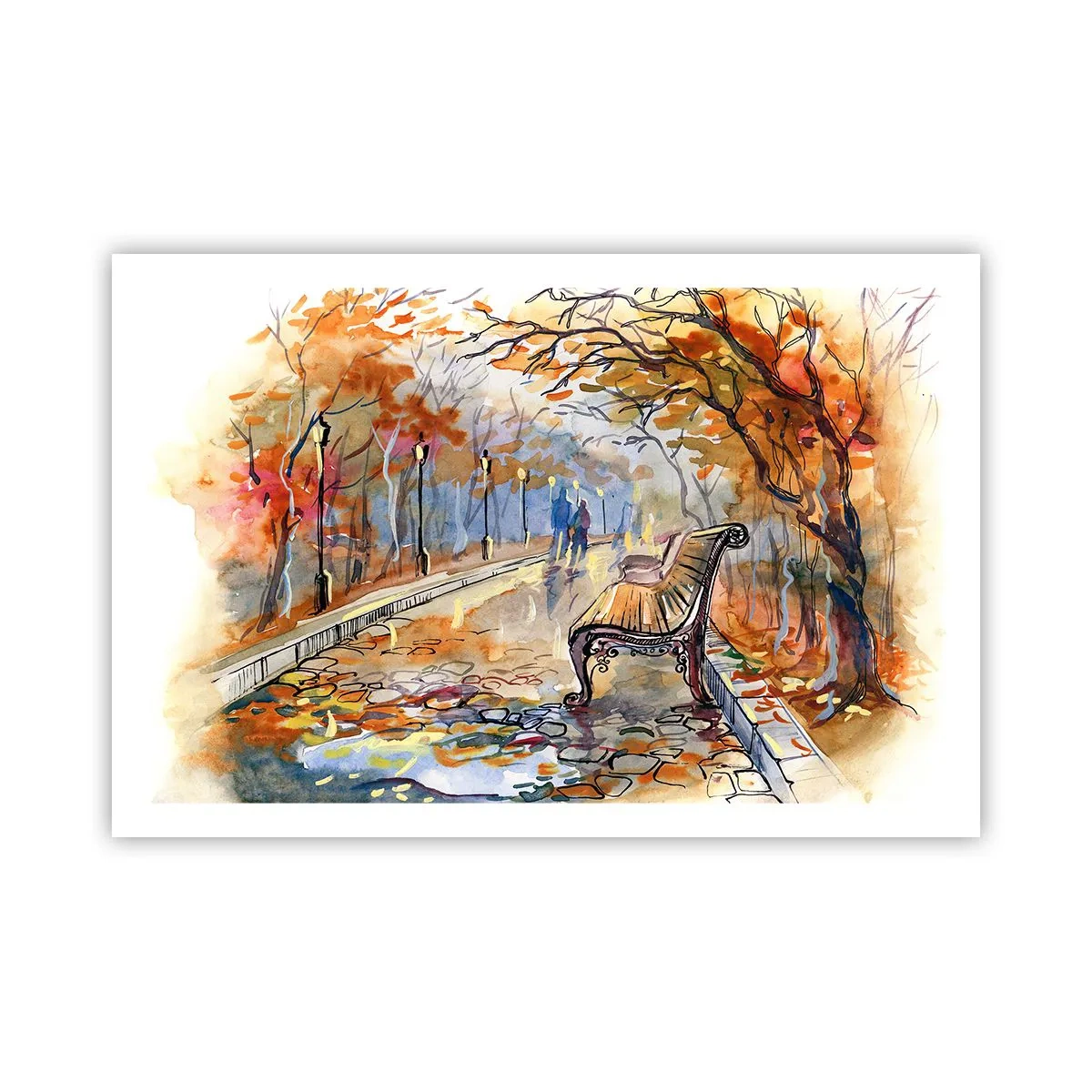 Affiche - Poster - Errer ensemble à l'automne - 91x61 cm