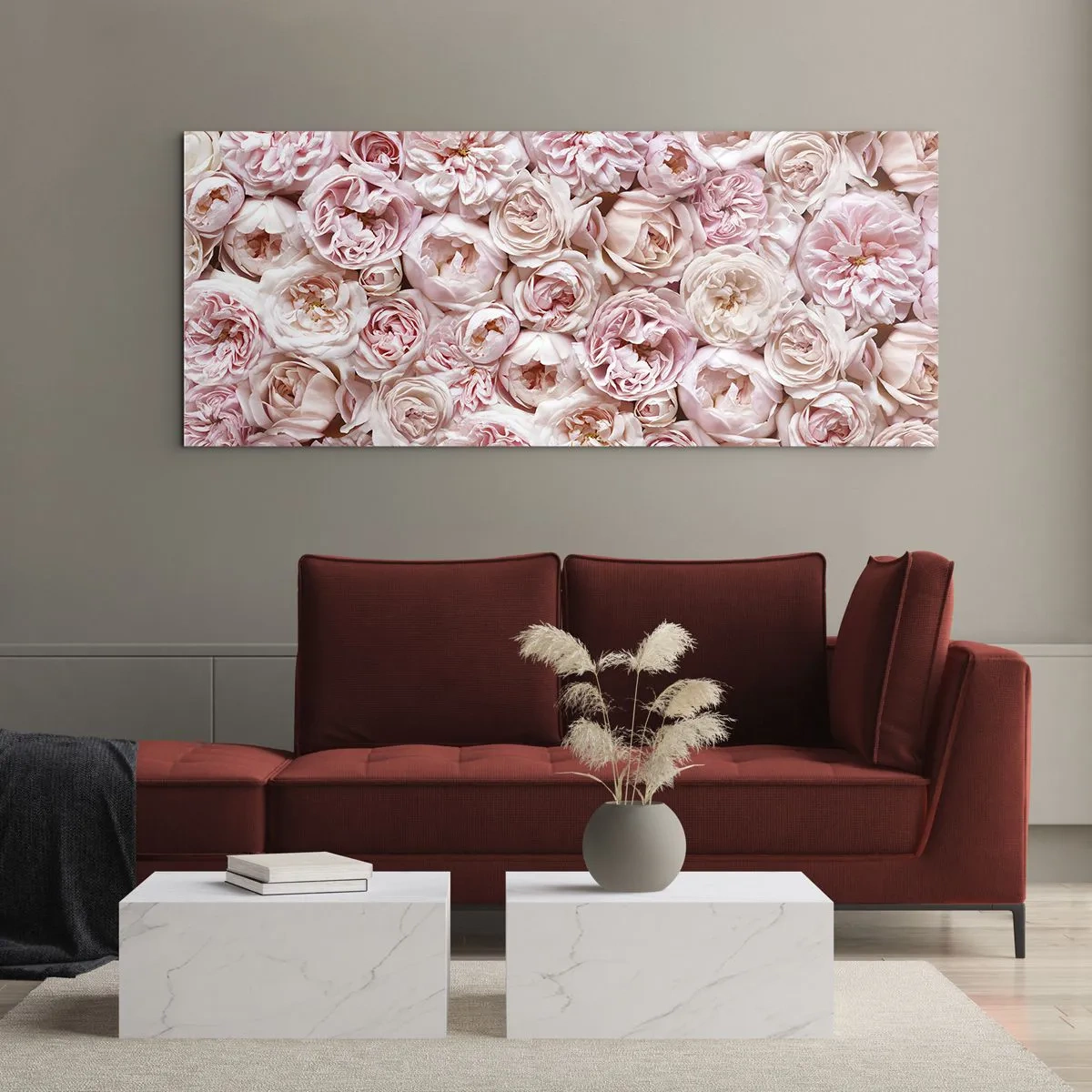 Impression sur verre - Image sur verre - Un lit de roses - 90x30 cm