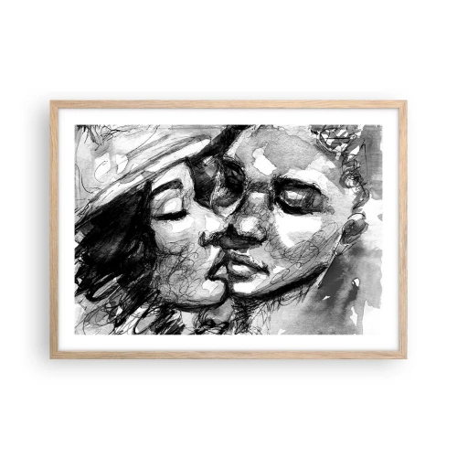 Affiche dans un chêne clair - Poster - Un moment tendre - 70x50 cm