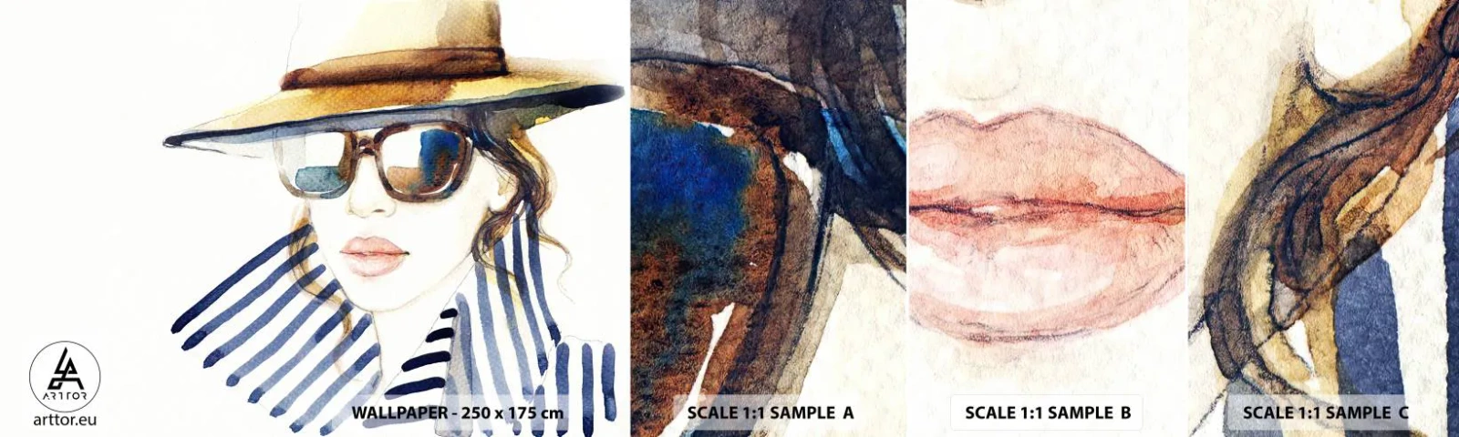 Échantillon De Papier Peint Standard Eco - La Floride vous souhaite la bienvenue ! - Visage de femme, Portrait d'une femme, Mode - 100x30 cm