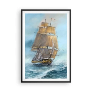 Affiche dans un cadre noir - Poster - Se précipitant sur les vagues - 61x91 cm