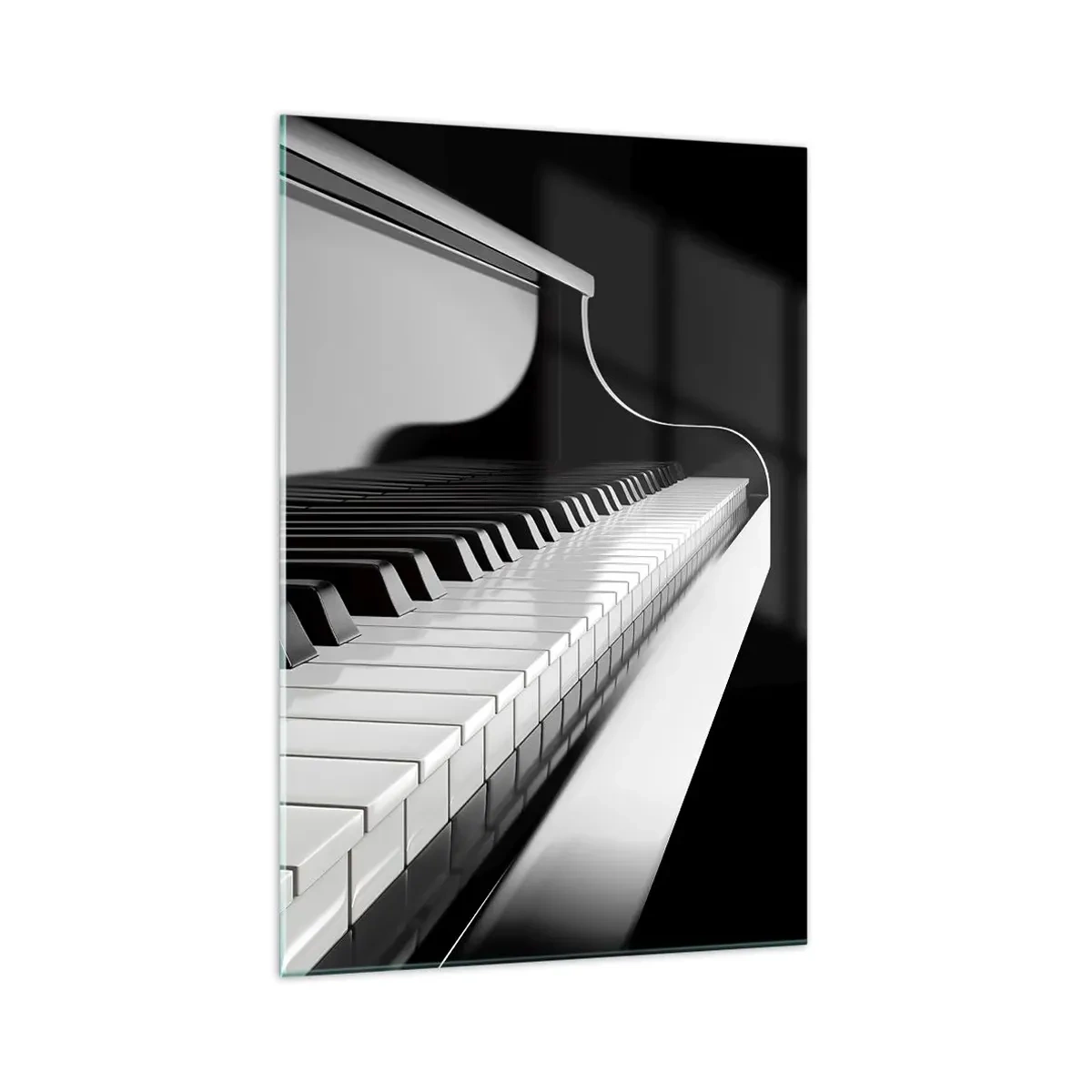 Impression sur verre - Image sur verre - Touches de piano dans une élégante photo en noir et blanc - 70x100cm - Harmonie des formes et des couleurs - Décoration murale moderne pour le salon et la chambre ARTTOR