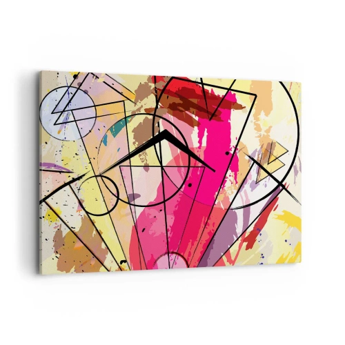 Impression sur toile - Image sur toile - Abstraction avec des lignes et des formes géométriques - 100x70cm - Explosion - Décoration murale moderne pour le salon et la chambre ARTTOR