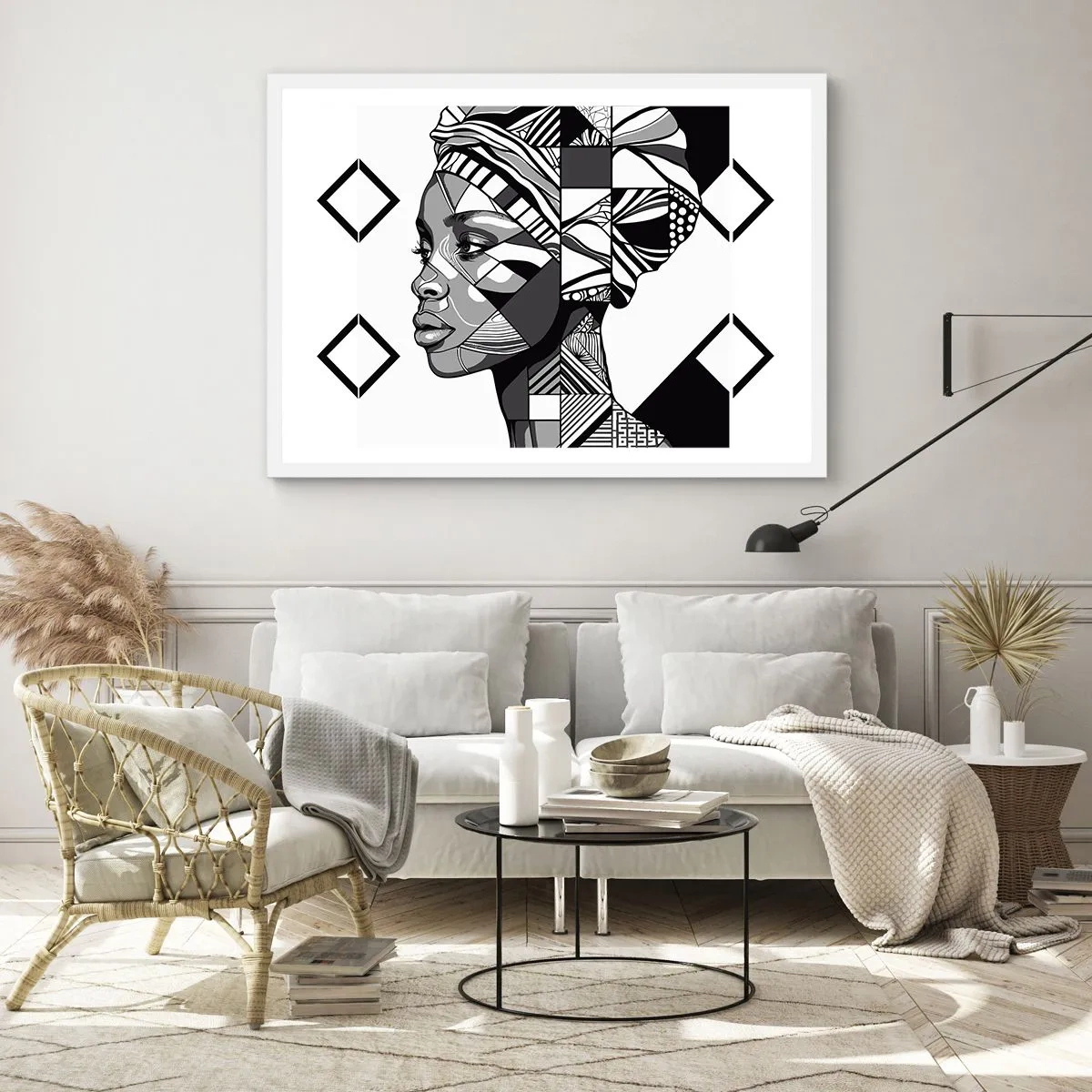 Affiche dans un cadre blanc - Poster - Portrait ethnique - 91x61 cm