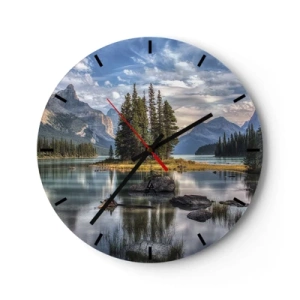 Horloge murale - Pendule murale - Un lac pittoresque avec des montagnes et une forêt en arrière-plan - 30x30cm - Sous les grandes eaux claires - Décoration murale moderne pour le salon, la cuisine et la chambre ARTTOR