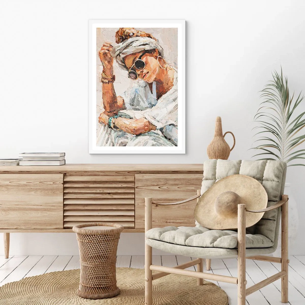 Affiche dans un cadre blanc - Poster - Portrait en plein soleil - 40x50 cm