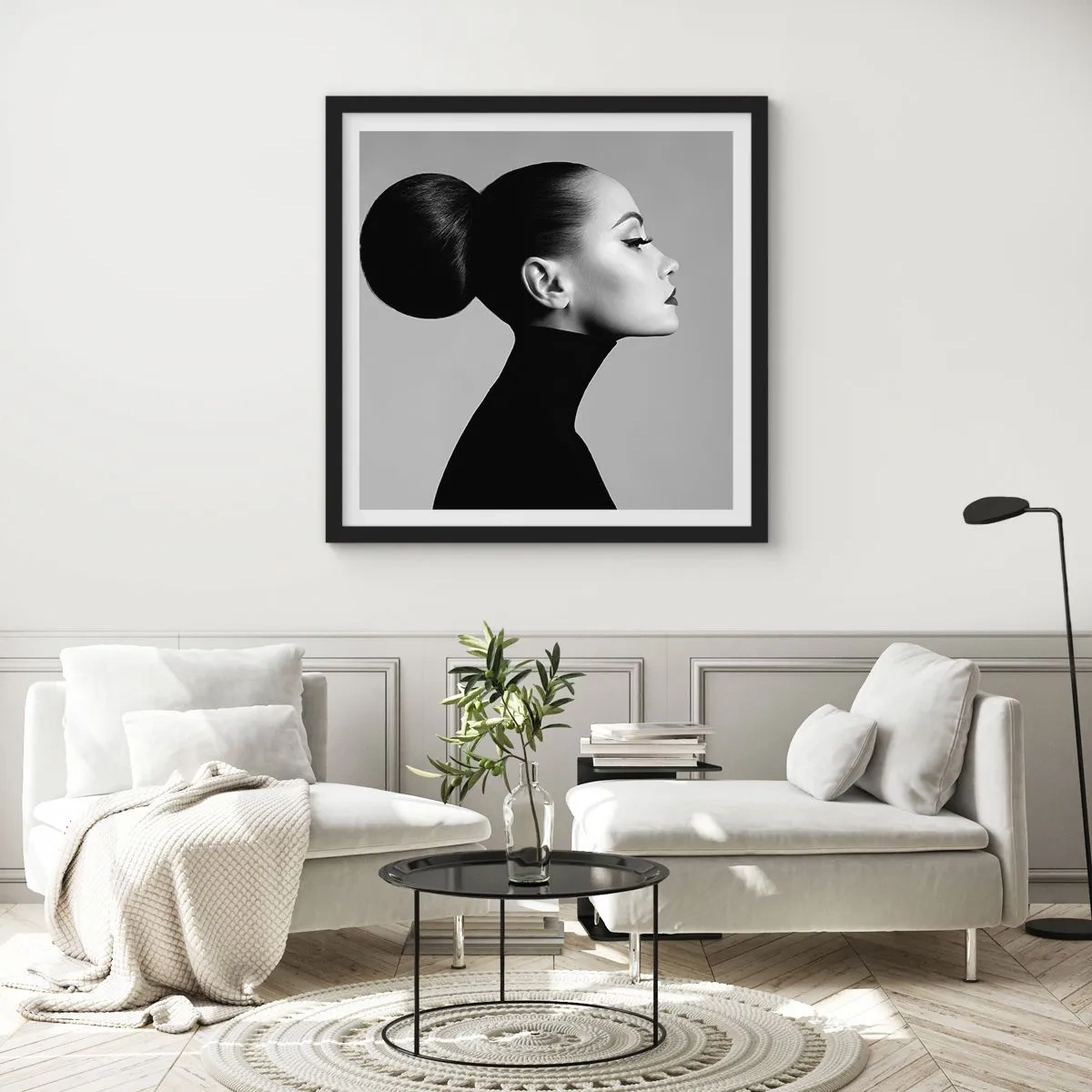 Affiche dans un cadre noir - Poster - Néfertiti moderne - 50x50 cm