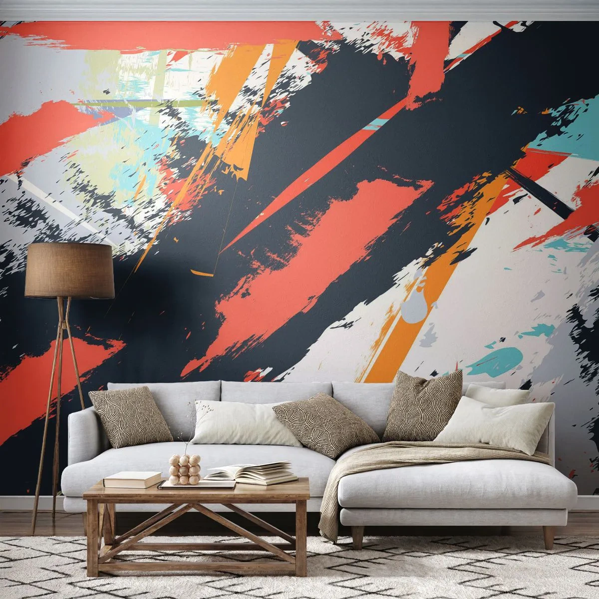 Papier Peint Autocollant Deluxe Sticker - Composition dynamique - Abstraction, Graffiti, Morceau - 250x175 cm