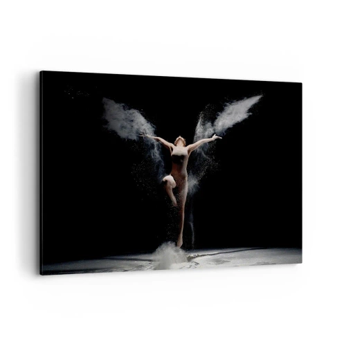 Impression sur toile - Image sur toile - Une danseuse en mouvement avec un effet de poussière saisissant sur fond noir - 120x80cm - Les elfes existent - Décoration murale moderne pour le salon et la chambre ARTTOR