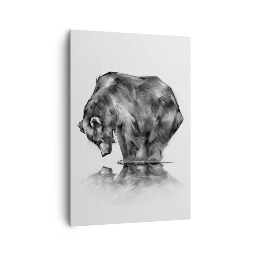 Impression sur toile - Image sur toile - Un dessin d'un ours dans un style minimaliste - 70x100cm - Ravi de rencontrer quelqu'un de proche - Décoration murale moderne pour le salon et la chambre ARTTOR