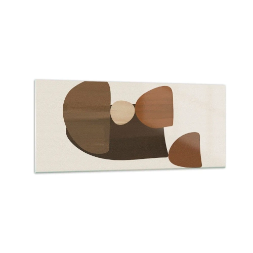 Impression sur verre - Image sur verre - Composition abstraite dans les tons marron et beige - 120x50cm - Composition de marrons - Décoration murale moderne pour le salon et la chambre ARTTOR