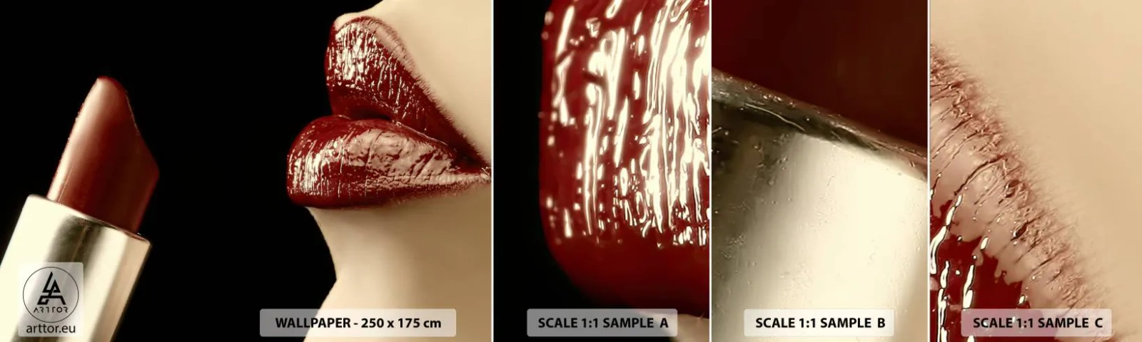 Échantillon De Papier Peint Standard Eco - Sensualité et brillance du carmin - Personnes, Femme, Se maquiller - 100x30 cm