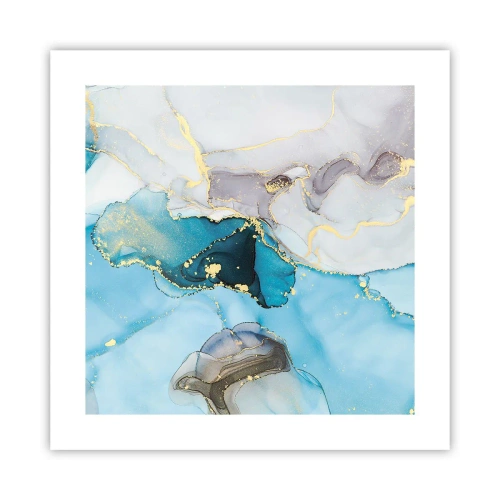 Affiche - Poster - Etude de la rencontre gris et turquoise - 40x40 cm