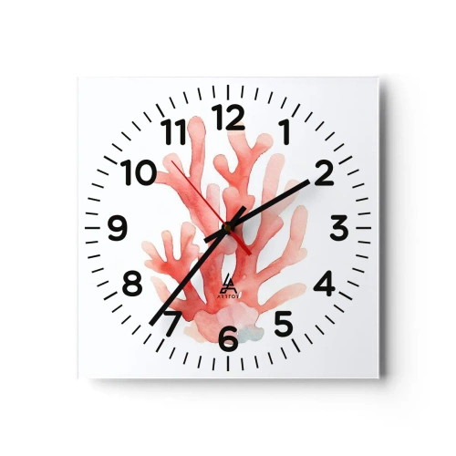 Horloge murale - Pendule murale - Corail couleur corail - 30x30 cm