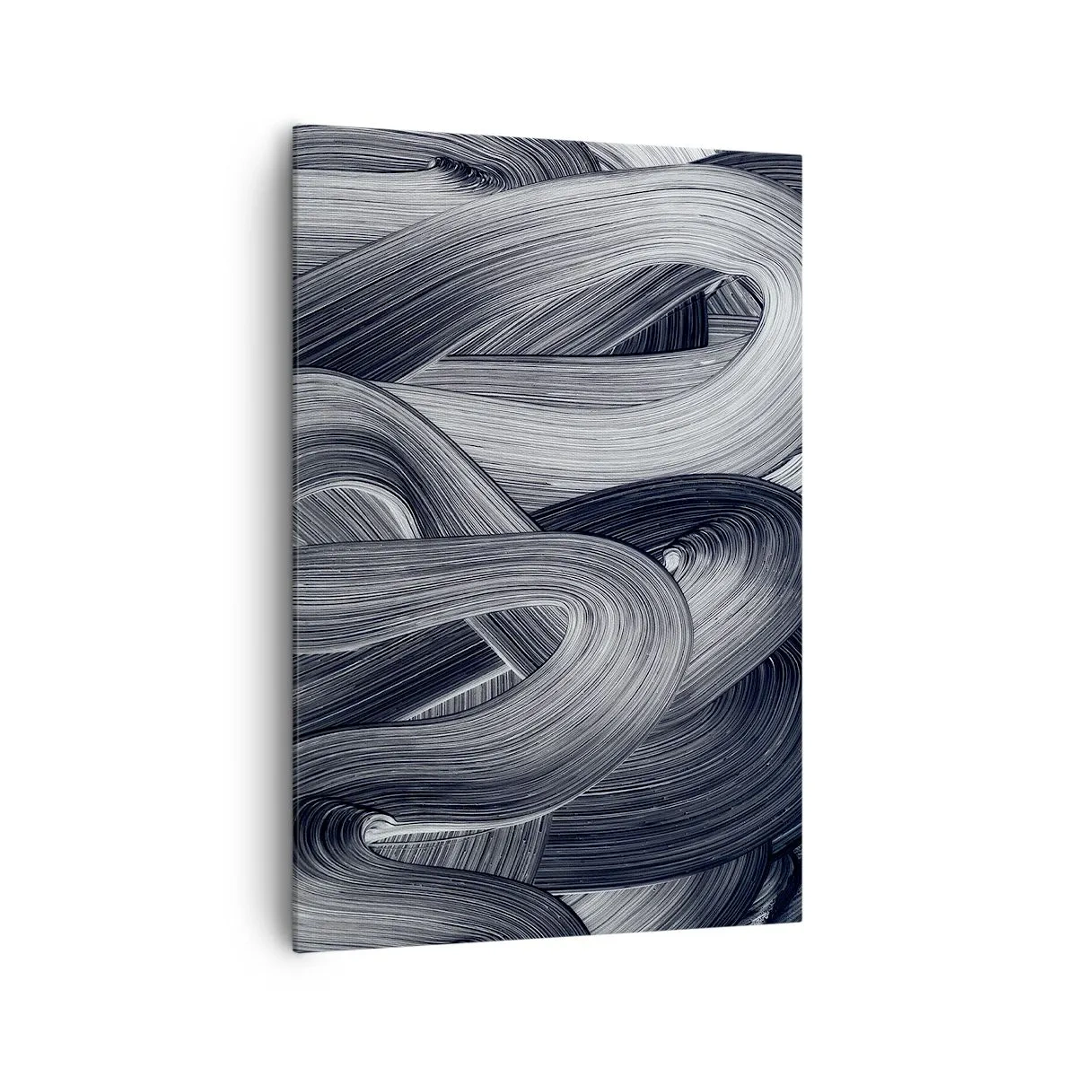 Impression sur toile - Image sur toile - Abstraction en noir et blanc avec des coups de pinceau dynamiques. - 70x100cm - La fluidité de la réalité - Décoration murale moderne pour le salon et la chambre ARTTOR