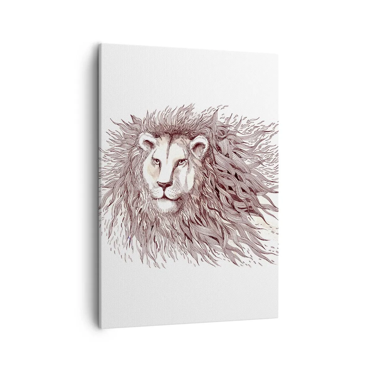 Impression sur toile - Image sur toile - Aquarelle artistique d'un lion avec une crinière détaillée - 50x70cm - Un souverain fougueux - Décoration murale moderne pour le salon et la chambre ARTTOR