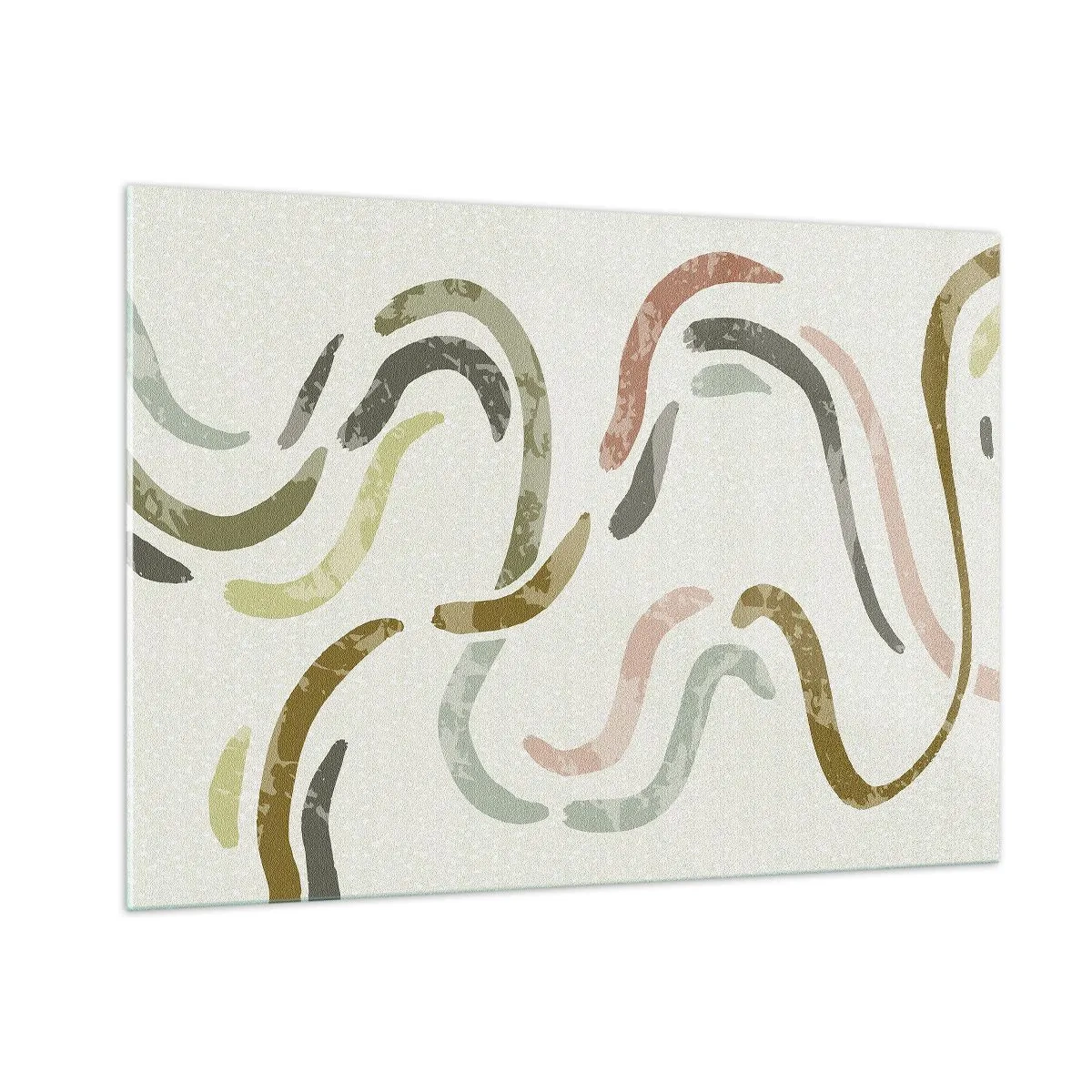 Impression sur verre - Image sur verre - Formes ondulées colorées sur fond clair - 100x70cm - Une joyeuse danse de l'abstraction - Décoration murale moderne pour le salon et la chambre ARTTOR