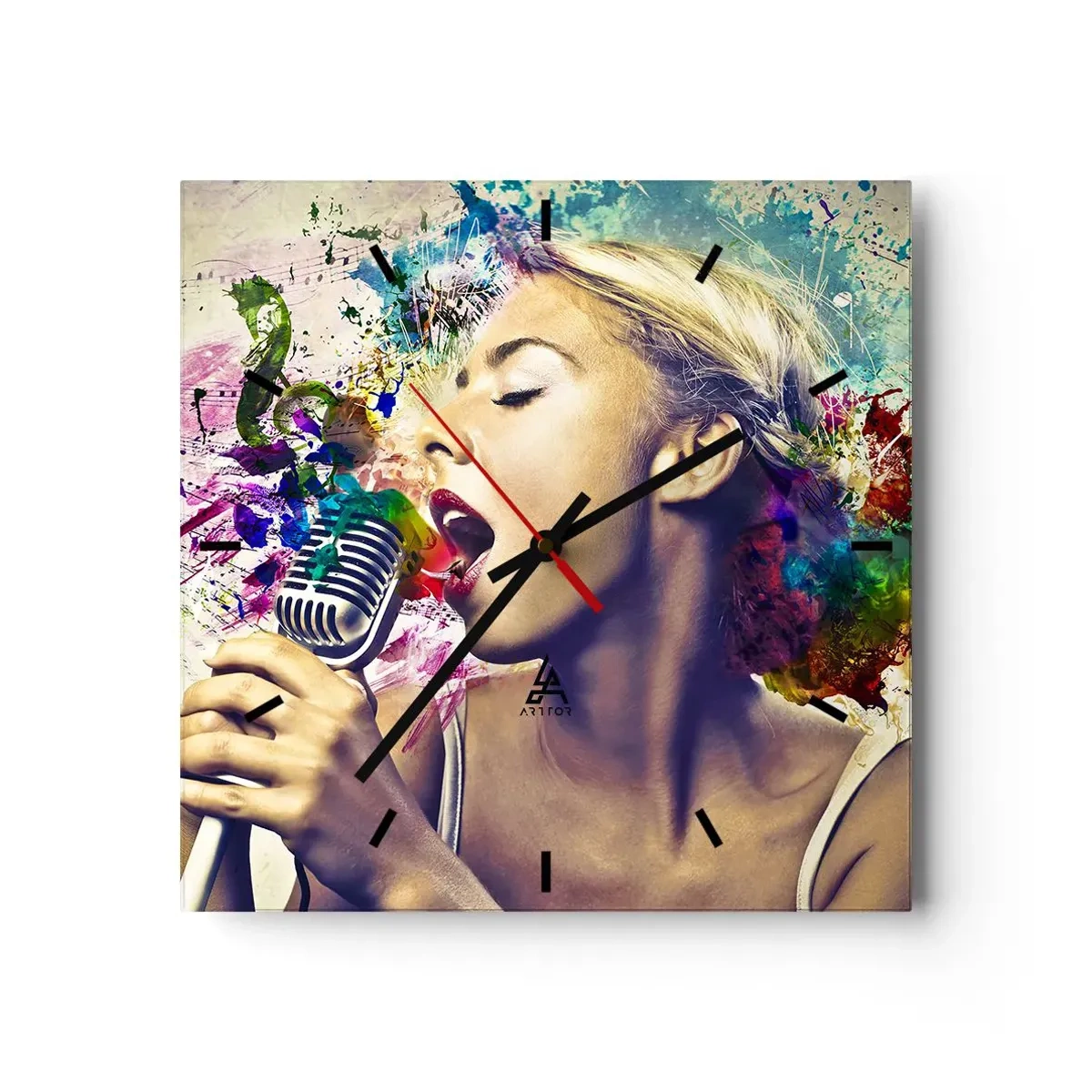 Horloge murale - Pendule murale - Peindre le monde avec sa voix - 40x40 cm