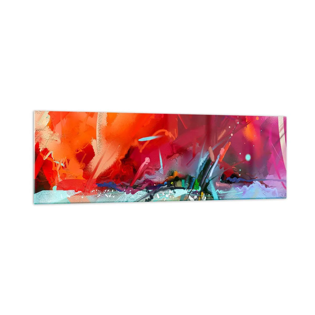 Impression sur verre - Image sur verre - Paysage abstrait aux couleurs intenses - 160x50cm - Une explosion de lumières et de couleurs - Décoration murale moderne pour le salon et la chambre ARTTOR