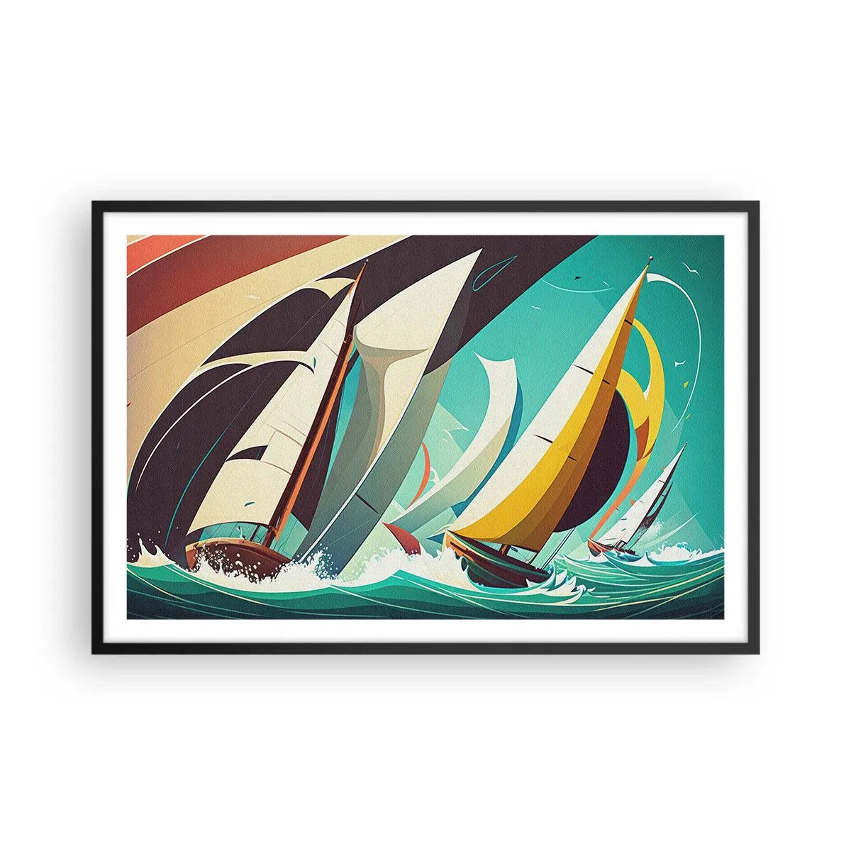 Affiche dans un cadre noir - Poster - Bonne chance avec les éléments - 91x61 cm