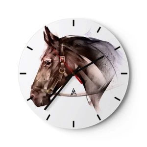 Horloge murale - Pendule murale - Un portrait artistique d'un cheval sur un fond clair - 30x30cm - Quelle grâce - Décoration murale moderne pour le salon, la cuisine et la chambre ARTTOR