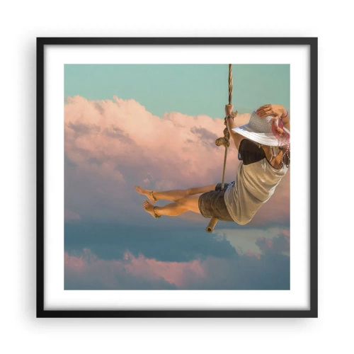 Affiche dans un cadre noir - Poster - S'amuser dans les nuages - 50x50 cm