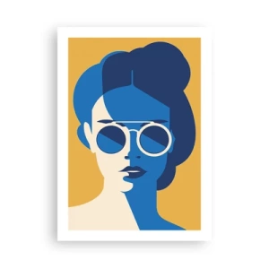 Affiche - Poster - Portrait abstrait d'une femme portant des lunettes de soleil - 50x70cm - Look de vacances - Décoration murale moderne pour le salon et la chambre ARTTOR