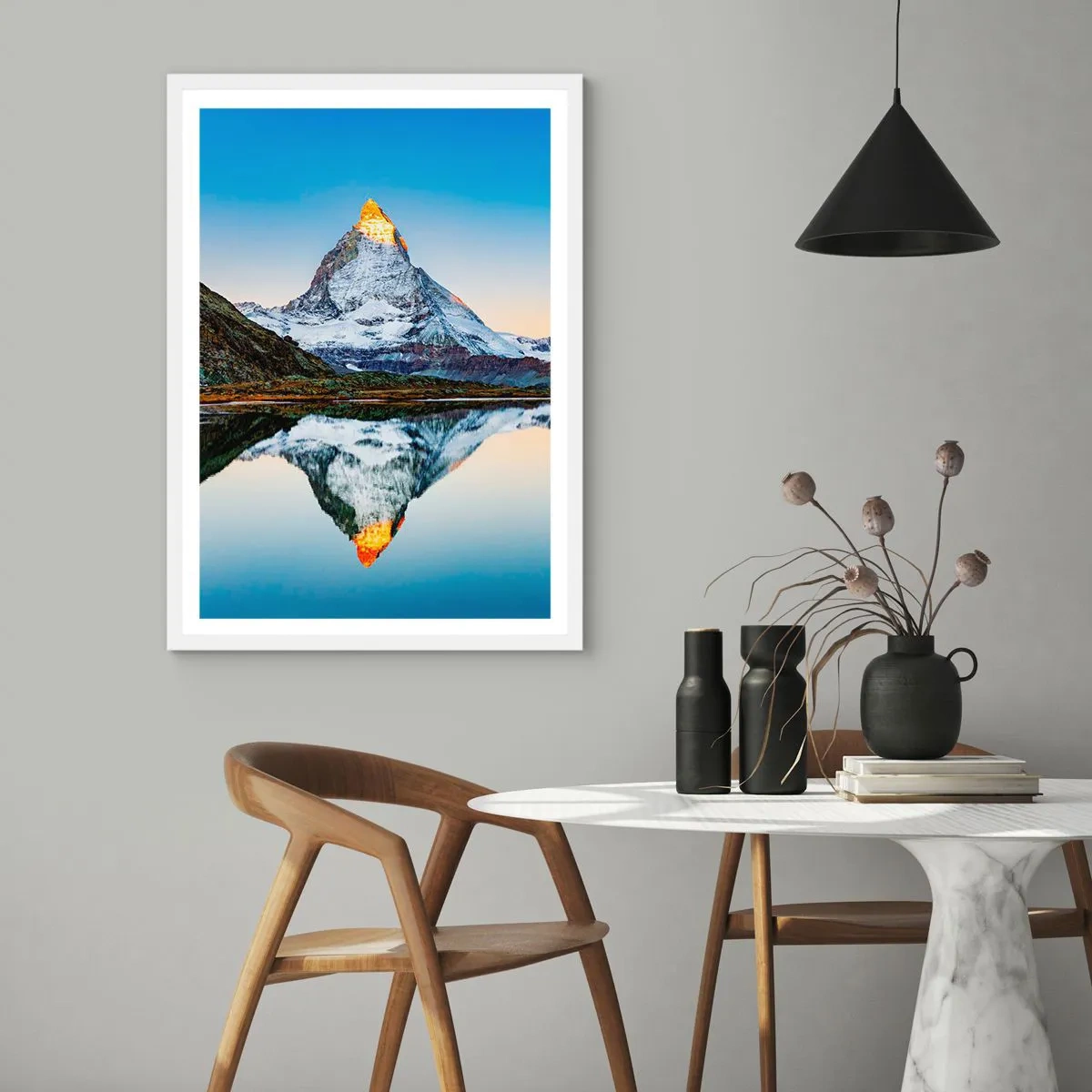 Affiche dans un cadre blanc - Poster - Deux mondes - 40x50 cm