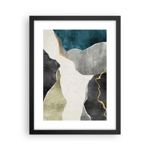 Affiche dans un cadre noir - Poster - Composition mosaïque avec un fil d'or - 30x40 cm