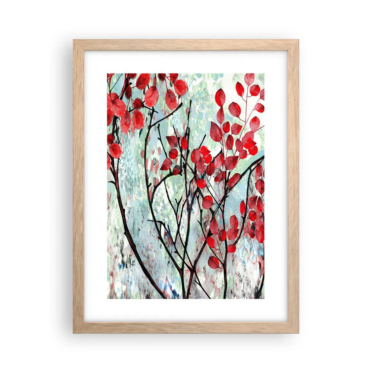 Affiche dans un chêne clair - Poster - Arbre en écarlate - 30x40 cm