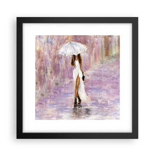 Affiche dans un cadre noir - Poster - Sous la pluie lilas - 30x30 cm
