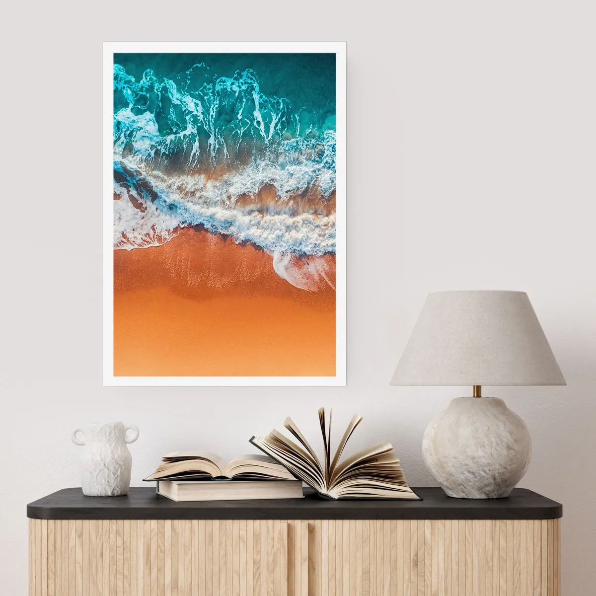 Affiche - Poster - Vue aérienne des vagues de l'océan et de la plage - 50x70cm - Toujours ensemble - Décoration murale moderne pour le salon et la chambre ARTTOR
