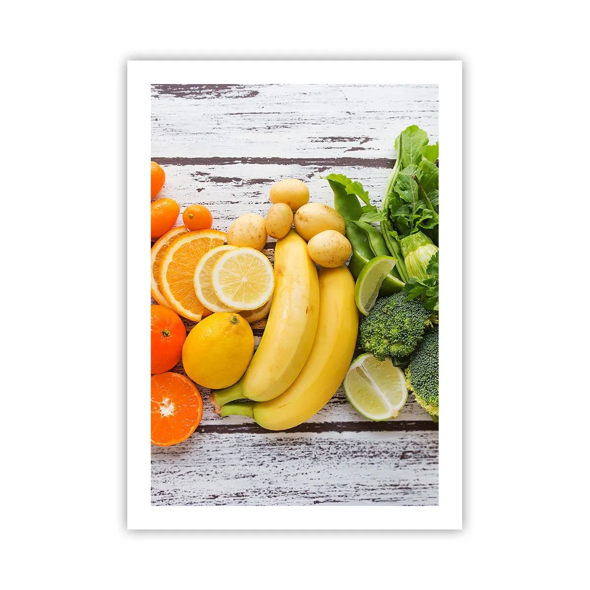 Affiche - Poster - Fruits et légumes sur fond rustique - 50x70cm - Ce n'est pas suffisant? - Décoration murale moderne pour le salon et la chambre ARTTOR