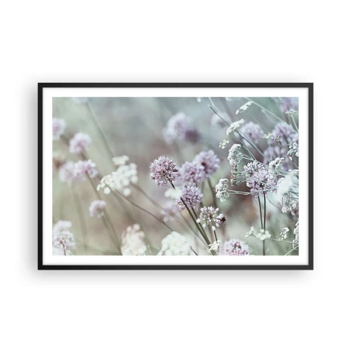 Affiche dans un cadre noir - Poster - Herbes douces en filigrane - 91x61 cm