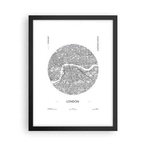 Affiche dans un cadre noir - Poster - Anatomie de Londres - 30x40 cm