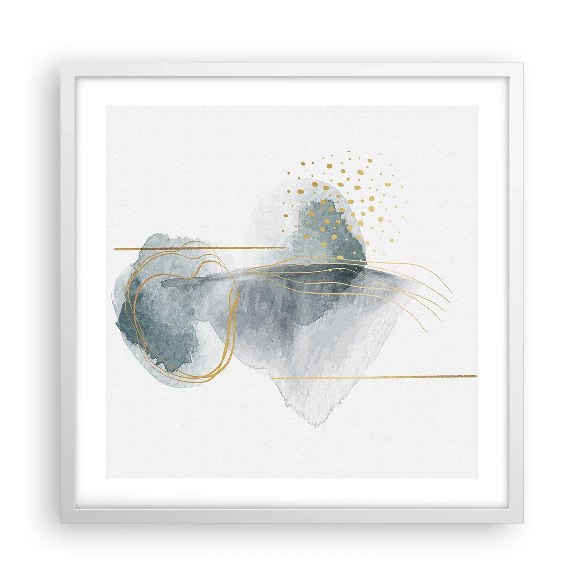 Affiche dans un cadre blanc - Poster - À propos de la relation entre le gris et l'or - 50x50 cm