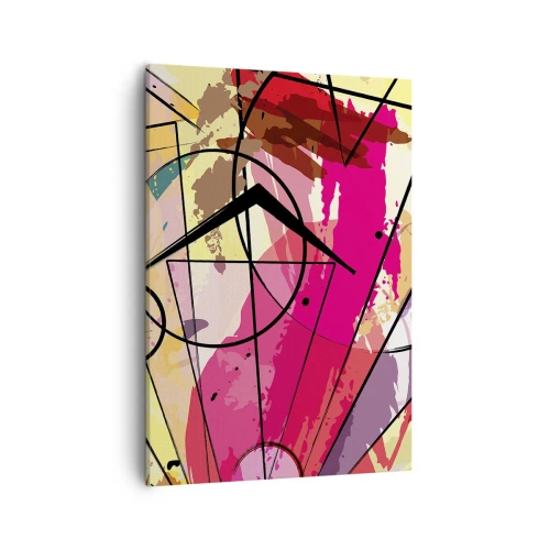 Impression sur toile - Image sur toile - Abstraction avec des lignes et des formes géométriques - 50x70cm - Explosion - Décoration murale moderne pour le salon et la chambre ARTTOR