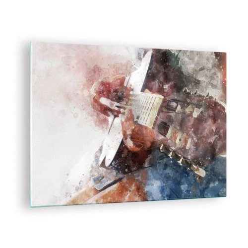 Impression sur verre - Image sur verre - Une aquarelle d'un guitariste artistique - 70x50cm - Et qu'en pensez-vous ? - Décoration murale moderne pour le salon et la chambre ARTTOR