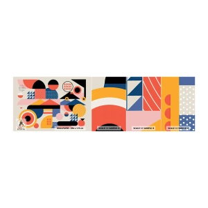 Échantillon de Papier Peint Autocollant Deluxe Sticker - Composition : jouer - Abstraction, Vecteur, Moderne - 100x30 cm