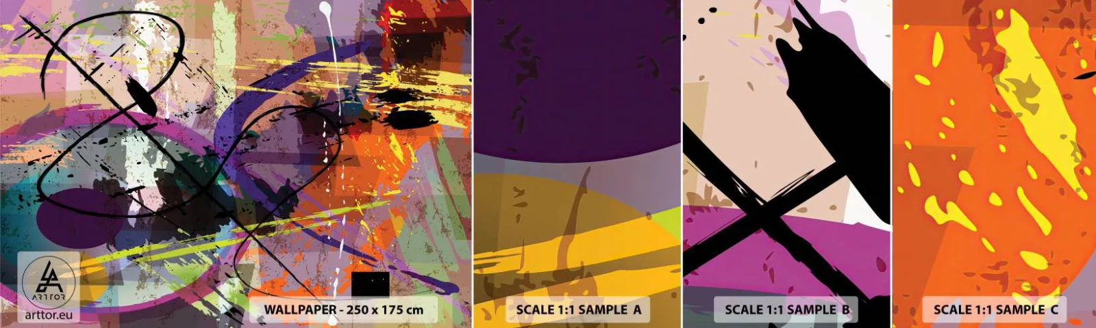 Échantillon De Papier Peint Standard Eco - Vous pouvez aller tout droit ou autour - Abstraction, Morceau, Modèle moderne - 100x30 cm