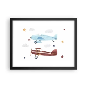 Affiche dans un cadre noir - Poster - Monsieur le pilote, nous vous attendons ! - 40x30 cm