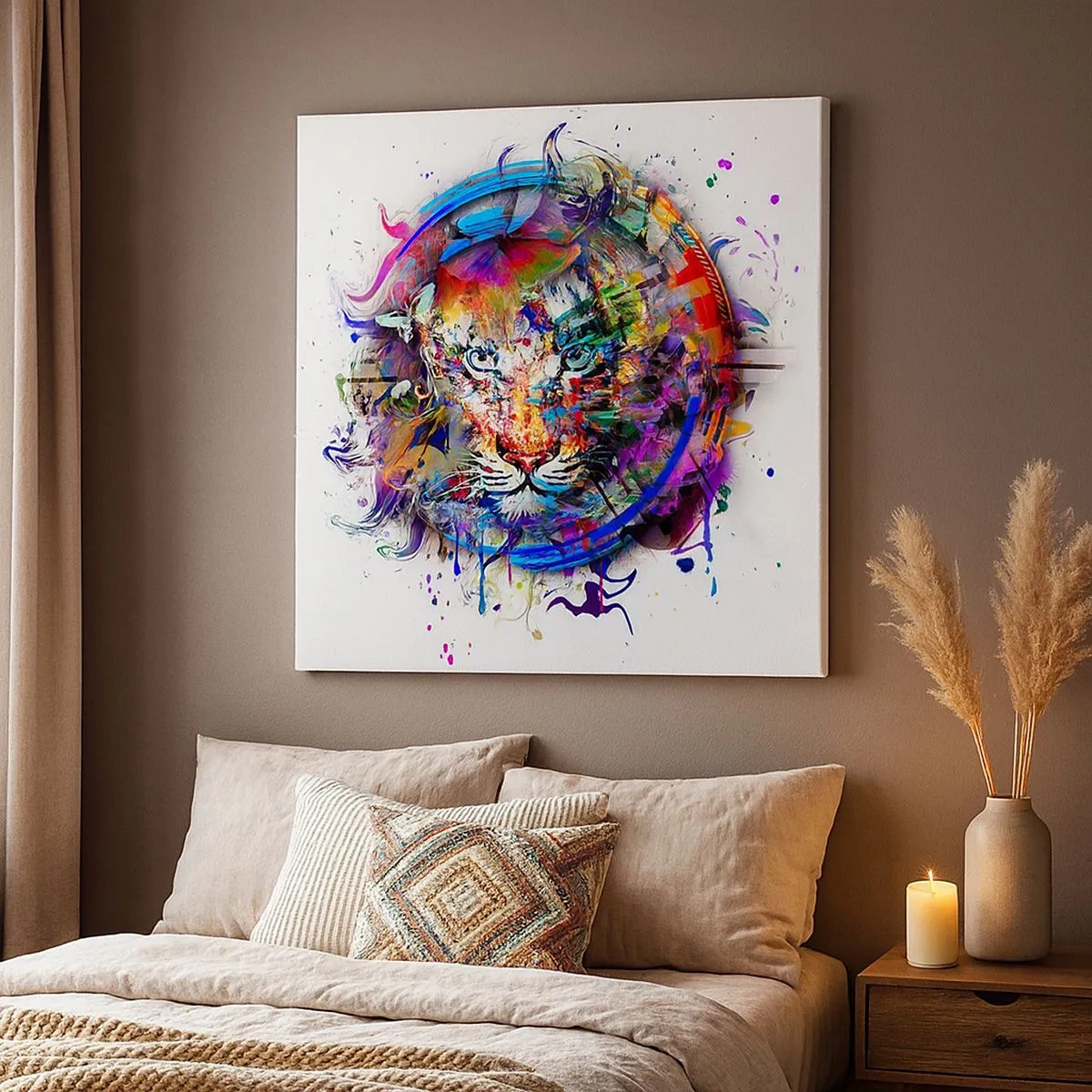 Impression sur toile - Image sur toile - Il se cache derrière un voile arc-en-ciel - 30x30 cm