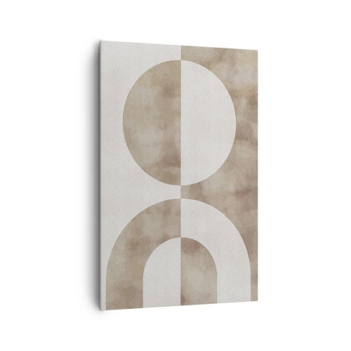 Impression sur toile - Image sur toile - Une peinture abstraite dans les tons beiges avec des formes géométriques et de la symétrie. - 80x120cm - Similitudes et différences - Décoration murale moderne pour le salon et la chambre ARTTOR
