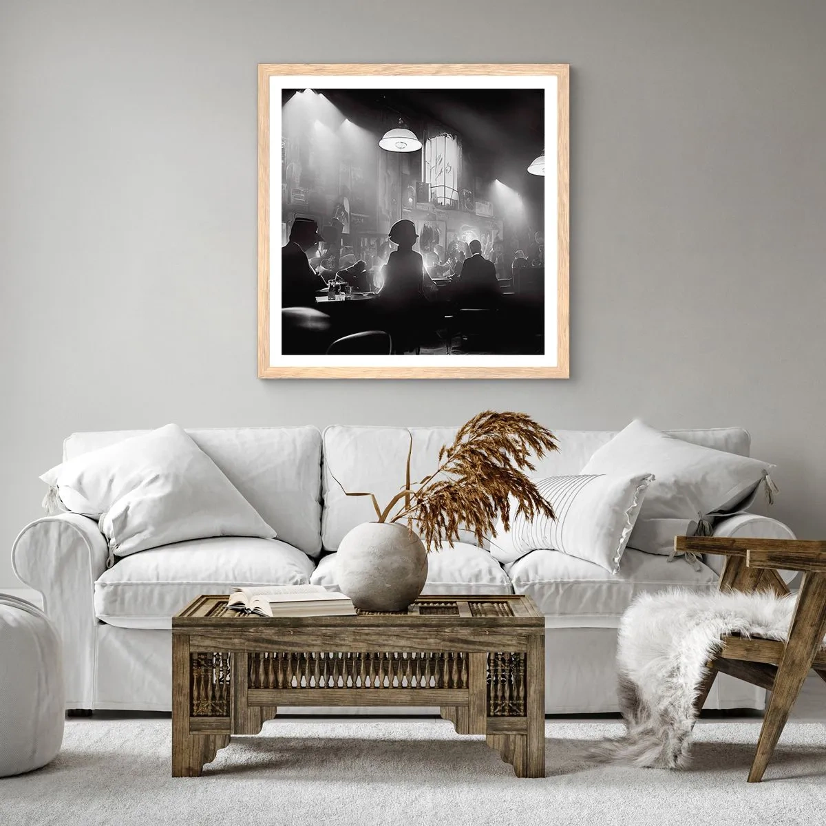 Affiche dans un chêne clair - Poster - Dans une ambiance jazz - 40x40 cm