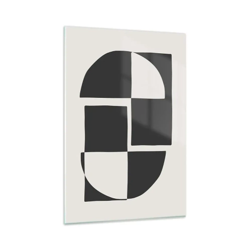 Impression sur verre - Image sur verre - Formes géométriques abstraites en noir et blanc - 80x120cm - Antithèse - Synthèse - Décoration murale moderne pour le salon et la chambre ARTTOR